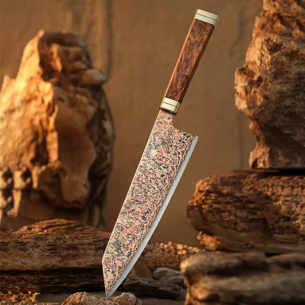 Ji Series Bunka Knife – Tricolor Damascus Steel