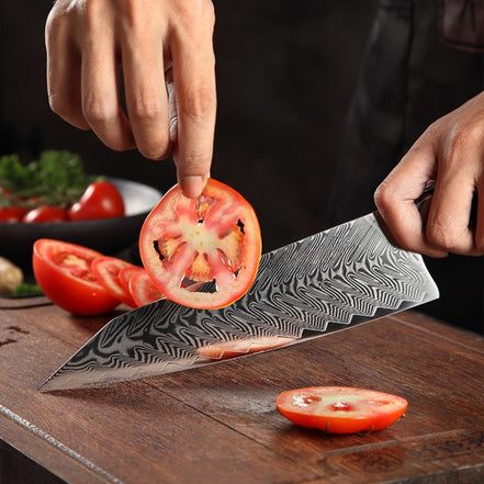 Three-Knife Set — Damascus Construction | Structured Kitchen Workflow