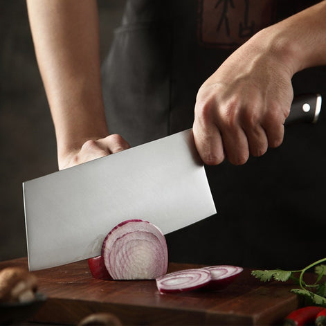 Professional 7-Inch Cleaver in German Steel with Ebony Handle