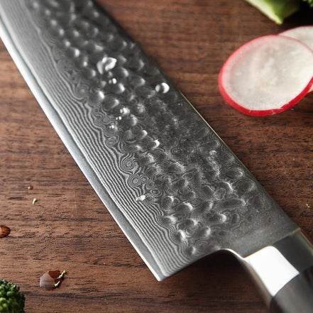Santoku Knife — 10Cr15 Stainless Damascus Steel | Controlled Handling