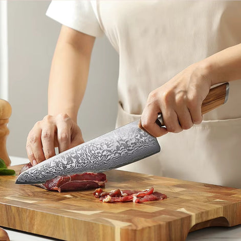 8.5" Chef’s Knife in 73-Layer Damascus Steel with 14Cr14MoVNb Core