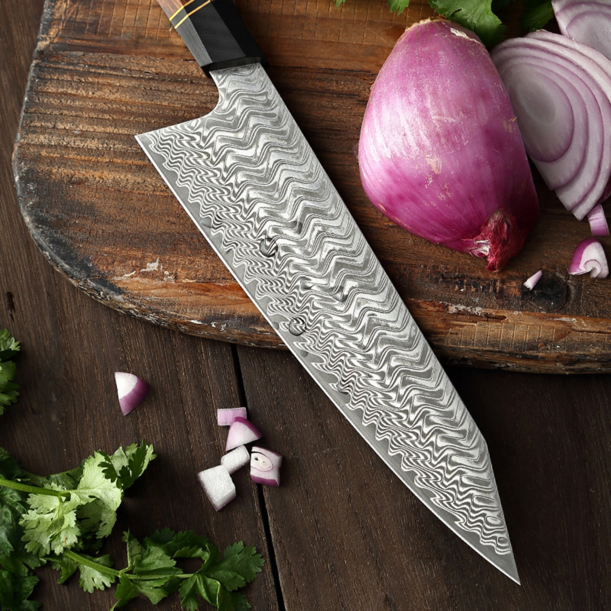 Chef’s Knife in 67-Layer Damascus Steel with Hybrid Handle