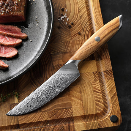 Utility Knife 5" — Multi-Layer Damascus | Light Protein and Prep Tasks