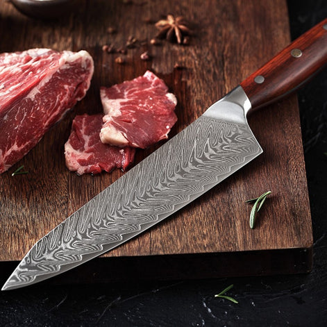 8.5" Chef Knife in 67-Layer Damascus Steel with Rosewood Handle