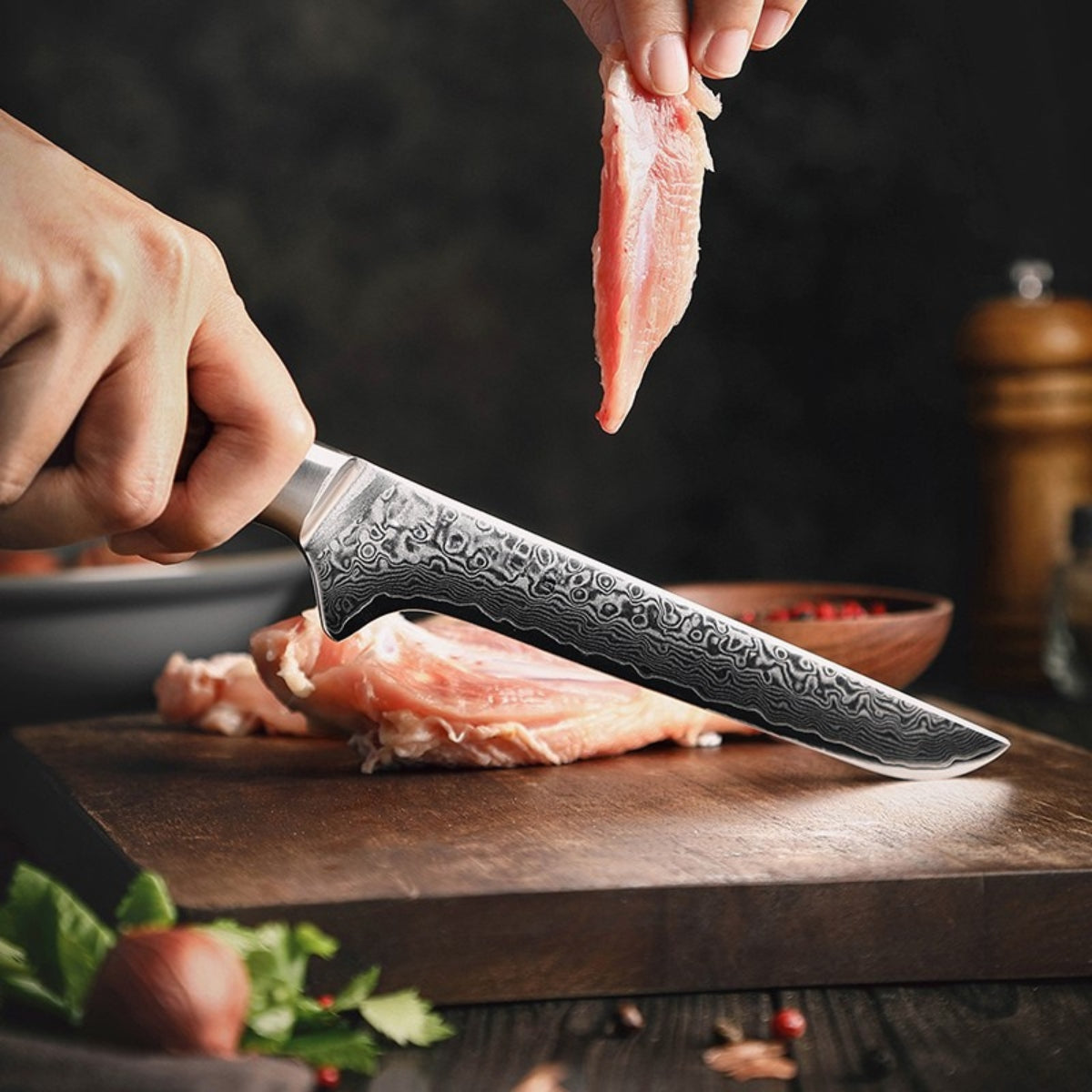 6-inch Fillet Knife in 67-Layer Damascus Steel with Sycamore Handle