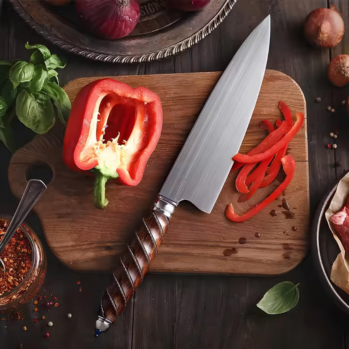 Professional Knives Set in Böhler M390 Steel with Hybrid Handle