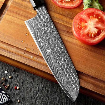 Santoku Knife — 10Cr15 Stainless Damascus Steel | Anchored Control