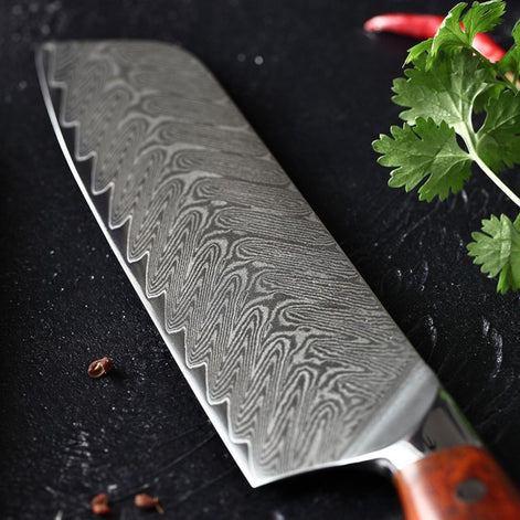 7″ Santoku Knife in 67-Layer Damascus Steel with Rosewood Handle