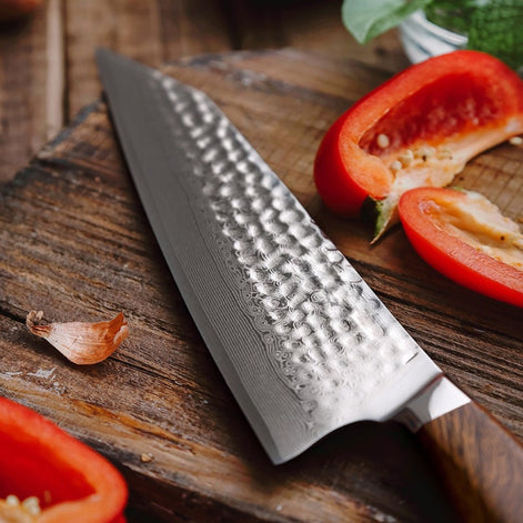 Chef’s Knife in Damascus Steel with 49 Layers and Desert Ironwood Handle