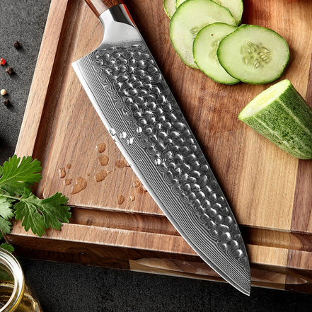 Chef Knife — Hammered Laminated Stainless | Extended Slicing Control