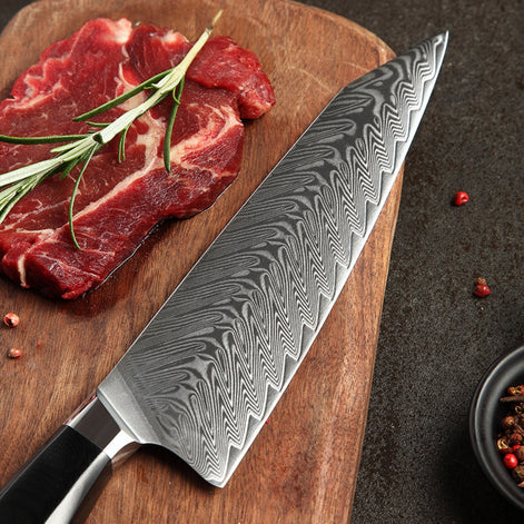 Professional 8.5″ Chef Knife in Damascus Steel with G10 Handle