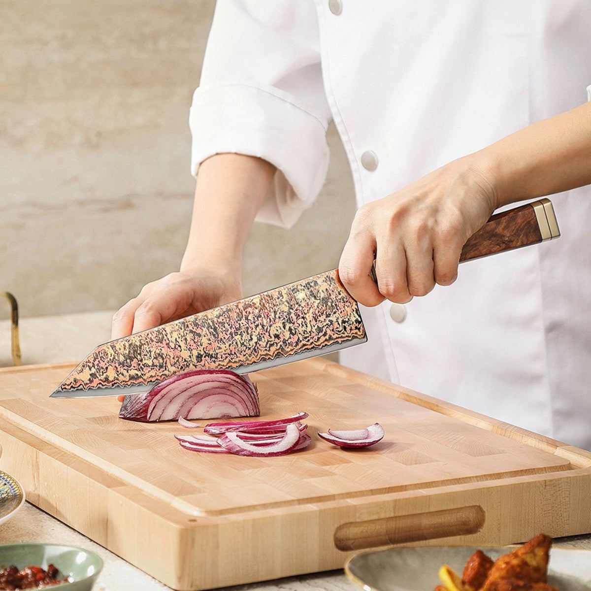 Ji Series Bunka Knife – Tricolor Damascus Steel