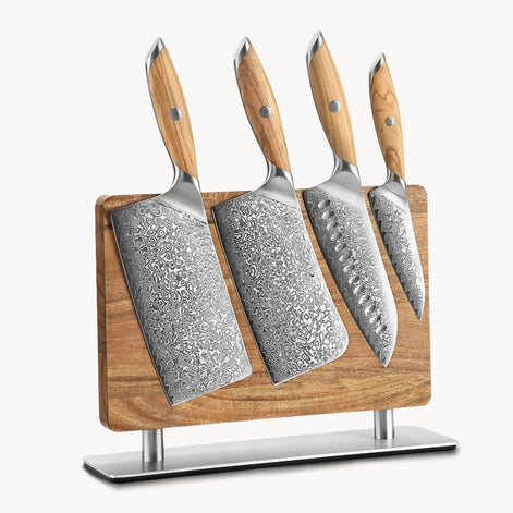 Magnetic Knife Rack — Walnut Wood Construction | Dual-Sided Blade Storage