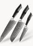 Three-Knife Set — Damascus Construction | Structured Kitchen Workflow