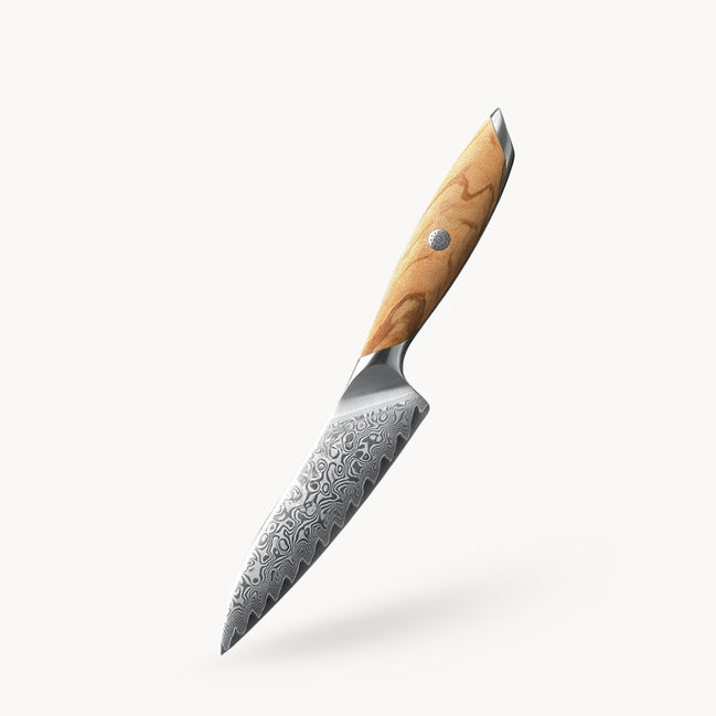 Utility Knife 5" — Tapered Tip Damascus | Precision Trimming