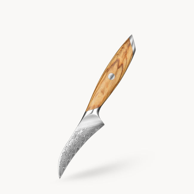 Paring Knife 4" — Curved Damascus | Precision Peeling and Detail Work