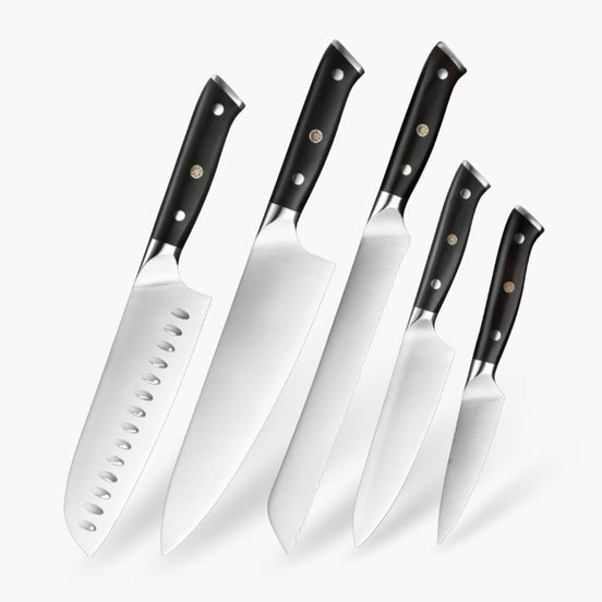Professional Knives Set in 1.4116 Stainless Steel with Ebony Wood Handle