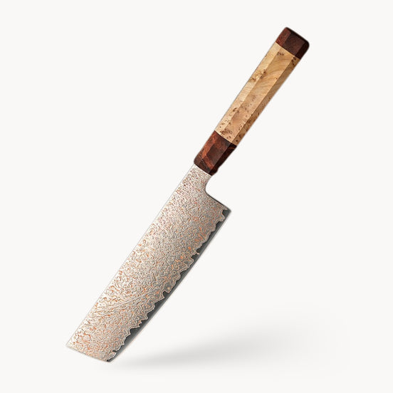 Nakiri Knife 7.2” in Tricolour Damascus Steel