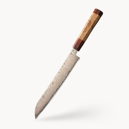 8.7” Bread Knife in 37-Layer Tricolour Damascus Steel