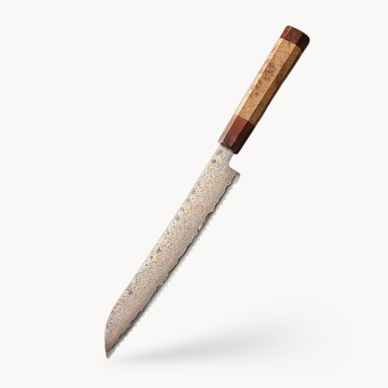 8.7” Bread Knife in 37-Layer Tricolour Damascus Steel