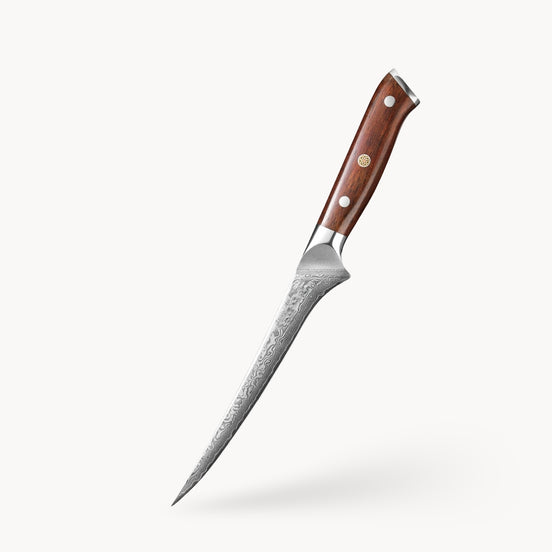 7″ Filleting Knife in 67-Layer Damascus Steel with Premium Rosewood Handle