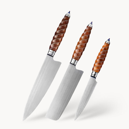 Professional Knives Set in Böhler M390 Steel with Hybrid Handle