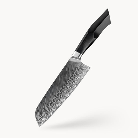 67-Layer Damascus Santoku Knife with Black G10 Handle