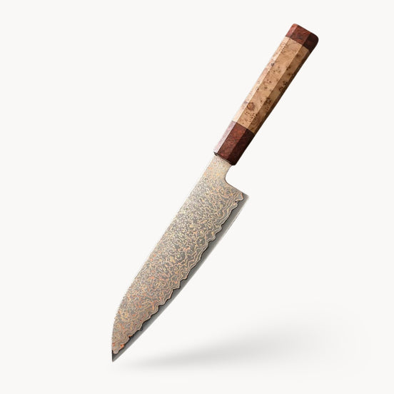 7.2″ Santoku Knife in Tricolor Damascus Steel