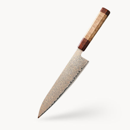 8.3″ Chef Knife in Tricolour Damascus Steel, 37 Layers