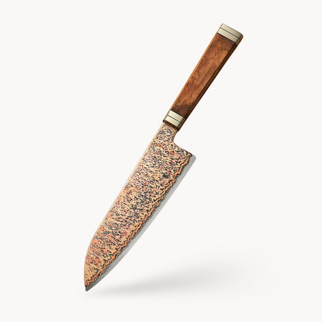 Ji Series Santoku Knife 53-Layer Tricolour Copper Damascus Steel