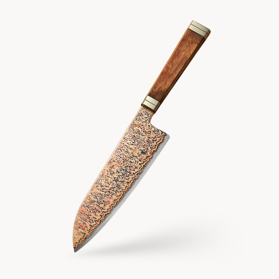 Ji Series Santoku Knife 53-Layer Tricolour Copper Damascus Steel