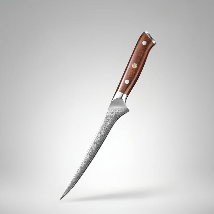 7″ Filleting Knife in 67-Layer Damascus Steel with Premium Rosewood Handle