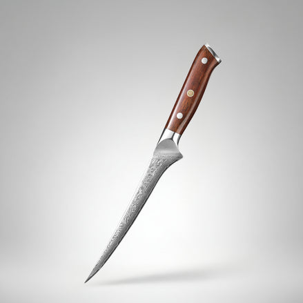7″ Filleting Knife in 67-Layer Damascus Steel with Premium Rosewood Handle