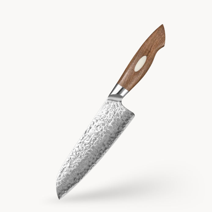 Santoku Knife 7″ in Damascus Steel with AUS-10 Core and Walnut Handle