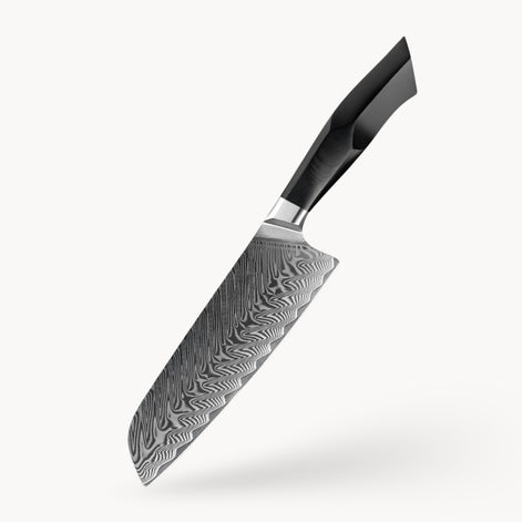 67-Layer Damascus Santoku Knife with Black G10 Handle