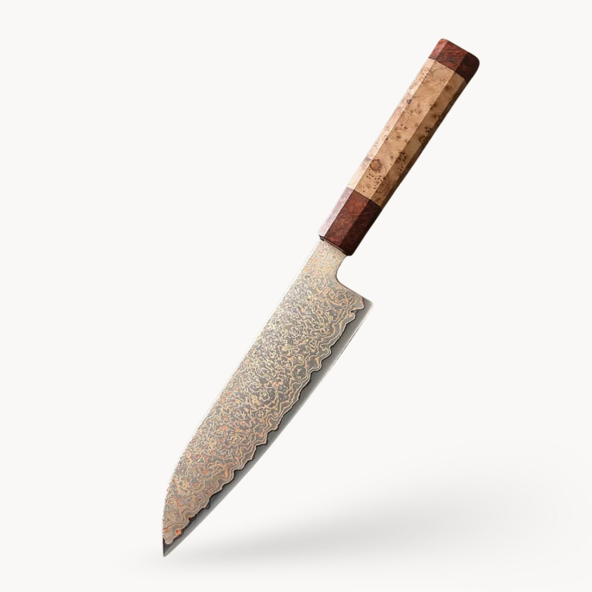 7.2″ Santoku Knife in Tricolor Damascus Steel