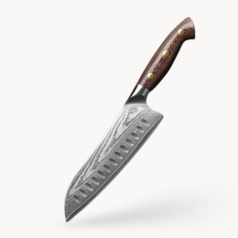 7.3″ Santoku Knife in 67-Layer Damascus Steel with Micarta Handle