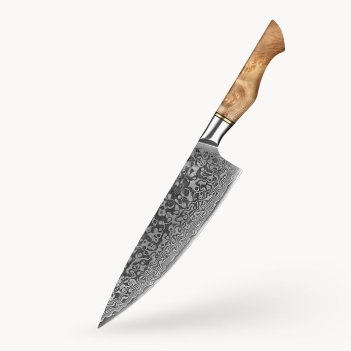 Chef’s Knife in 67-Layer Damascus Steel with 10Cr15CoMoV Core and Sycamore Wood Handle
