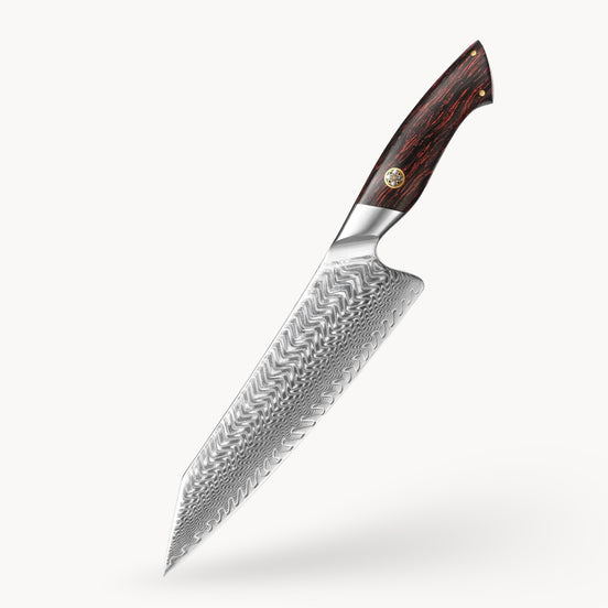 73-Layer Damascus Steel Chef’s Knife With 14Cr14MoVNb Powder Steel Core and G10 Handle