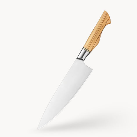 8.3" Chef’s Knife in Sandvik 14C28N Steel with Olive Wood Handle