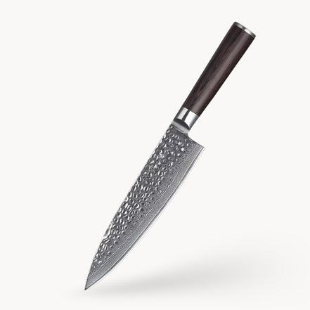 Chef Knife 205 mm — Hammered Damascus Lamination | Reliable Everyday Use