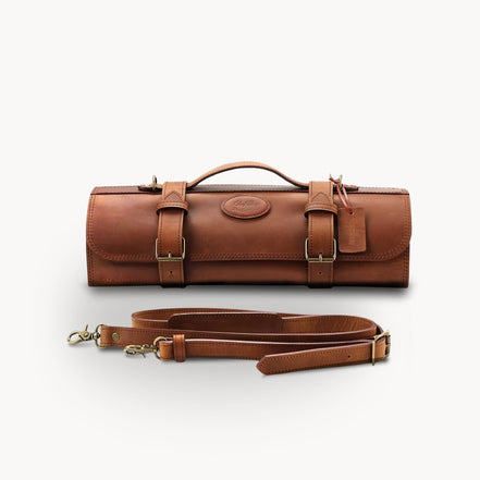 Professional Leather Knife Roll — Full-Grain Cowhide | Structured Culinary Transport System