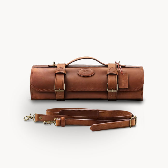 Professional Leather Knife Roll — Full-Grain Cowhide | Structured Culinary Transport System
