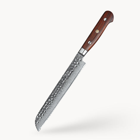 Bread Knife 8” in 67-Layer Damascus Steel with Rosewood Handle