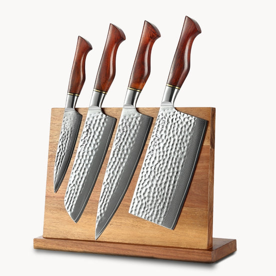 73-Layer Damascus Steel Kitchen Knives Set with Magnetic Holder