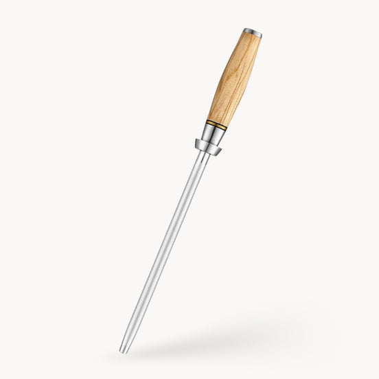 Professional Diamond-Coated Honing Rod with Olive Wood Handle
