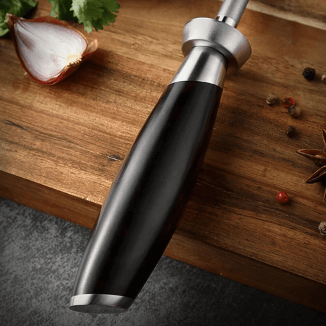 Apontador de Faca Profissional com Cabo em Madeira de Ébano - Forja Fogo&Faca