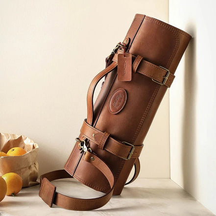 Bolsa de Couro Crazy Horse para Facas Profissionais - Forja Fogo&Faca