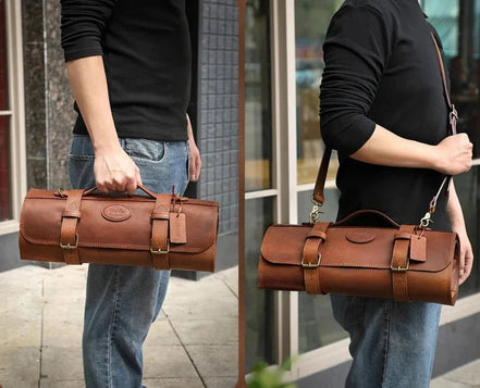 Bolsa de Couro Crazy Horse para Facas Profissionais - Forja Fogo&Faca