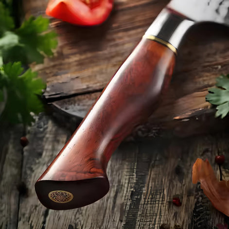 Conjunto de Facas de Cozinha em Aço Damasco 73 Camadas com Suporte Magnético - Forja Fogo&Faca